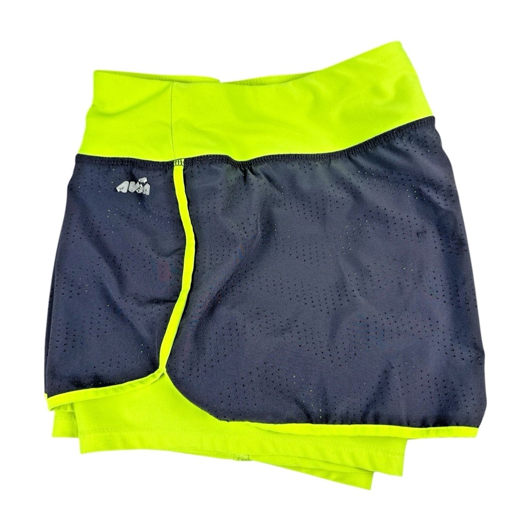 Avia Women's Running Shorts with Bike Liner - Gray/Green, Size S (Style RH4W767N